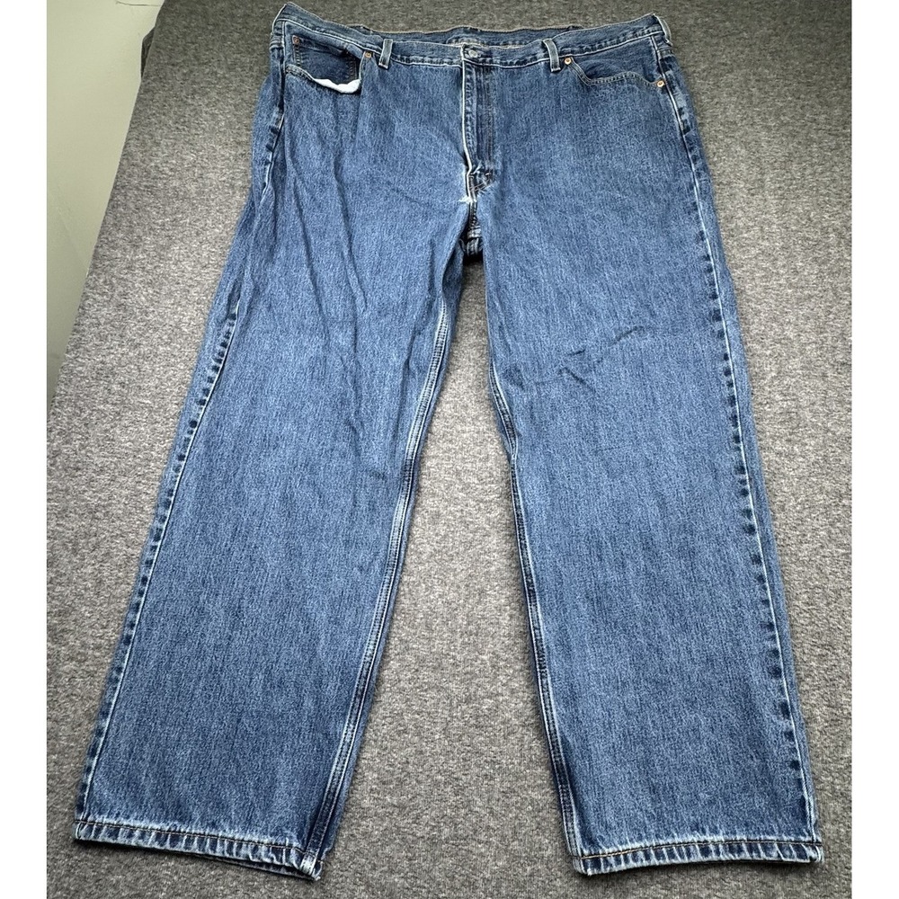 Levis 550 Relaxed Fit Mens Blue Jeans Mens Size 50x32 Fits 50x31 Denim *Hole*